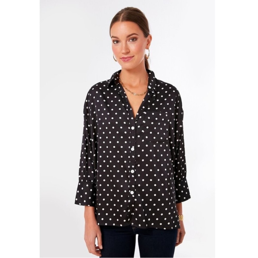 Tuckernuck Black and White Polka Dot Button Down Shirt